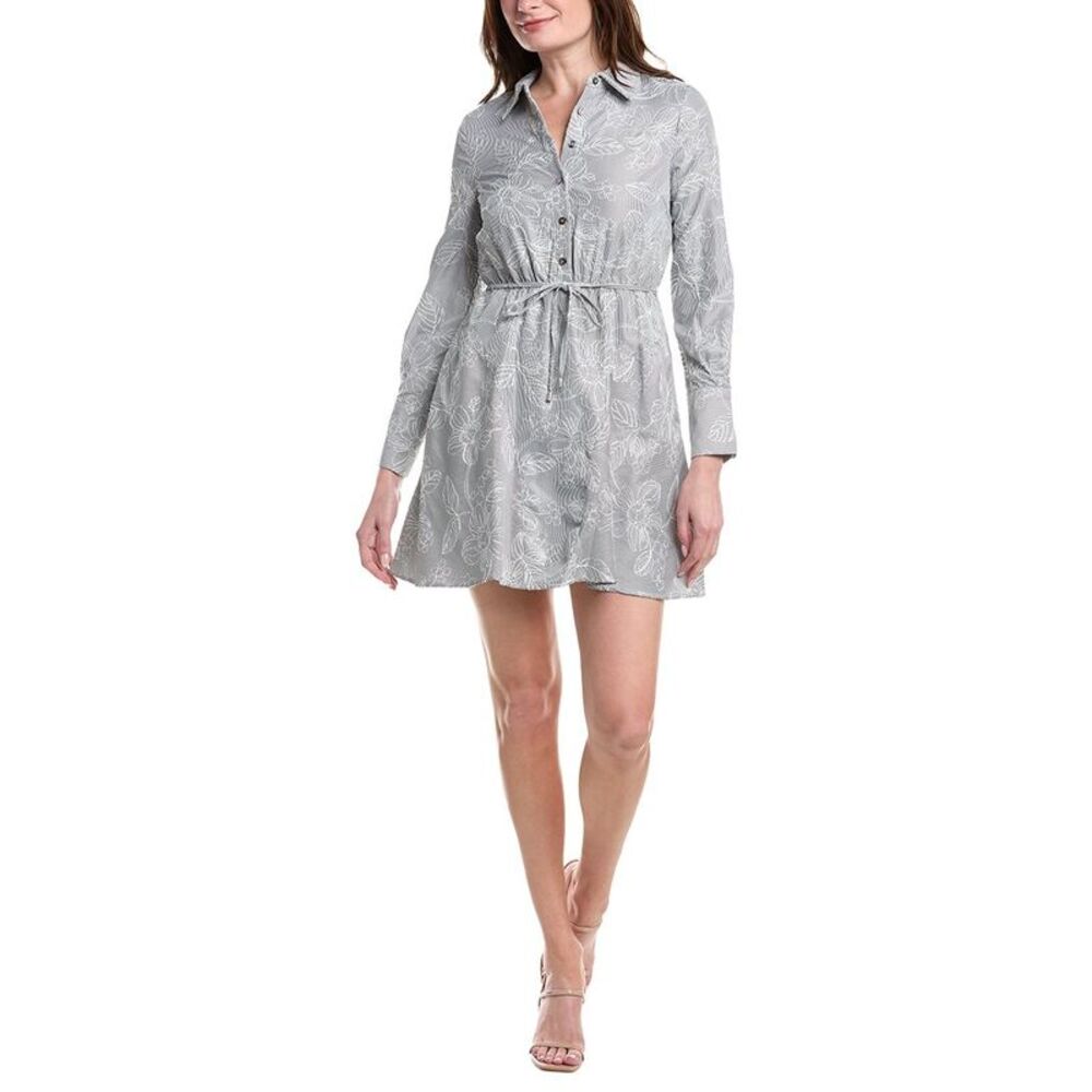 Sam Edelman Womens  Floral Striped Shirtdress, Grey